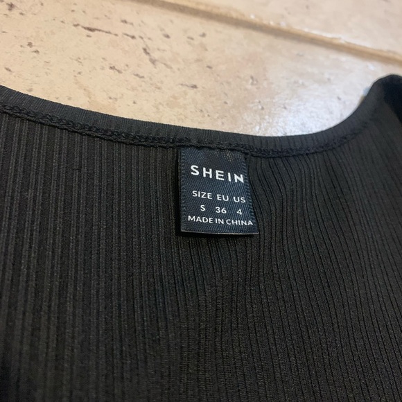 💙 SHEIN Black Ribbed Top Floral Fit & Flare Midi Dress - Size S- NWOT - Picture 3 of 5